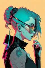 Cool poster of a cyberpunk woman