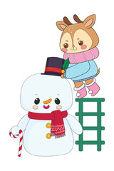 deer and snowman
