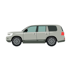 Obraz premium Side view of car model flat vector illustration. Auto, SUV, hatchback, sedan, pickup, convertible isolated on white background