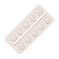 Plate with round tablets, medical objects vector illustration. Cute cartoon male in uniform isolated on white background