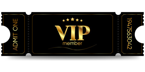 Golden Ticket. Premium VIP ticket - obrazy, fototapety, plakaty