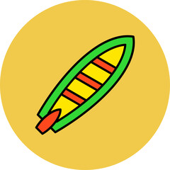 Surfboard Multicolor Circle Filled Line Icon