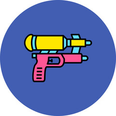 Water Gun Multicolor Circle Filled Line Icon