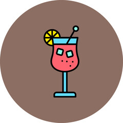 Cocktail Multicolor Circle Filled Line Icon