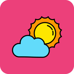 Sunny Multicolor Round Corner Filled Line Icon