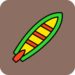 Surfboard Multicolor Round Corner Filled Line Icon