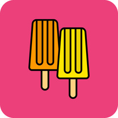 Ice Cream Multicolor Round Corner Filled Line Icon