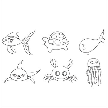 Cartoon animals coloring book vector image