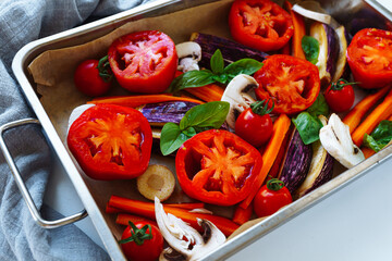 Chopped vegetables for grilling or vegetable salad