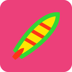 Surfboard Multicolor Round Corner Flat Icon