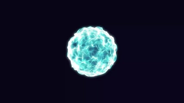 Abstract 4K Motion Background Explosion With Particles And Sphere. Atom Science Technology ,energy Circle Sphere Ball, power Wire Lines Curve. Abstract Animated Motion Graphic