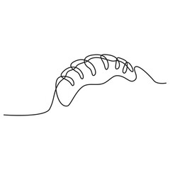 Bun one line, croissant, white background