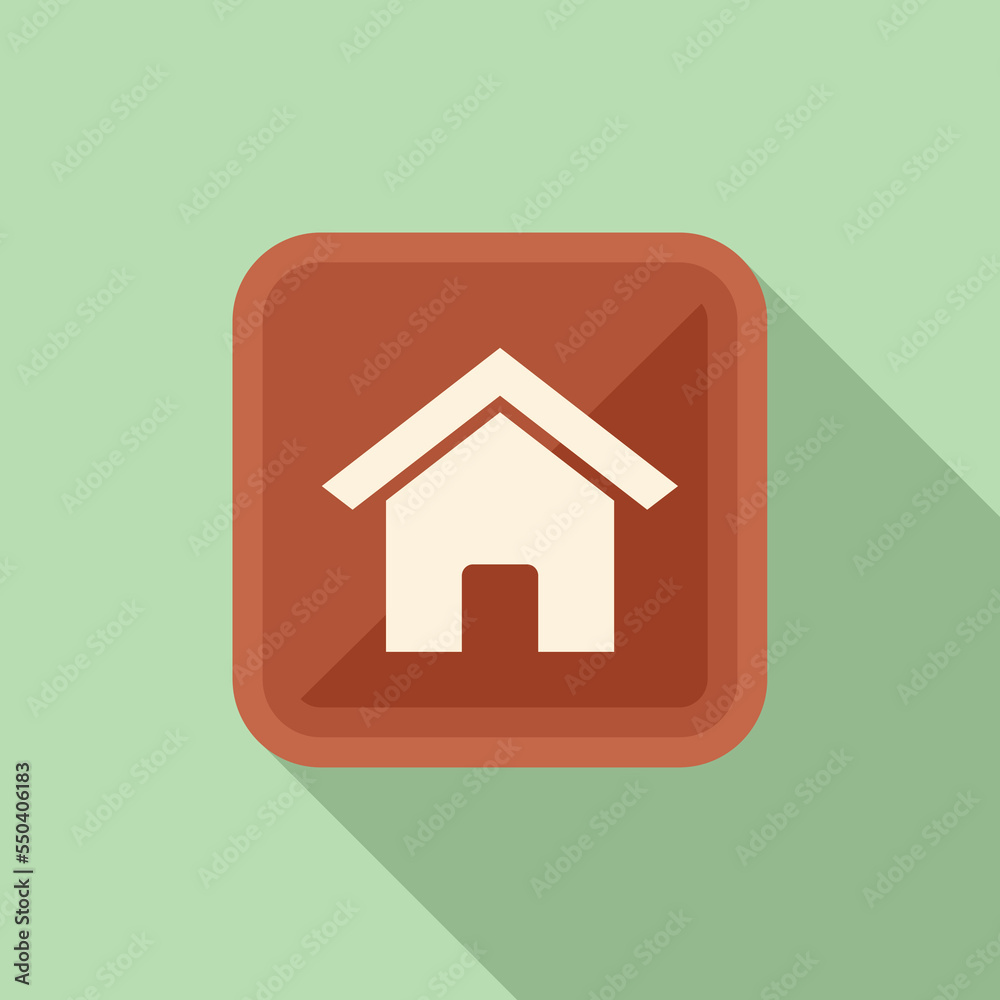 Poster house button icon flat vector. computer interface. smile system