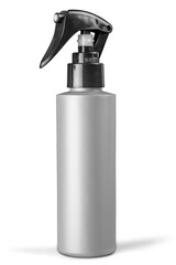 Gray tubes of shampoo, conditioner, hair rinse, mouthwash, on a white background with reflection