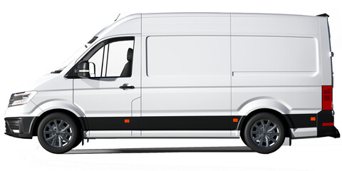 white van isolated on empty background for mockup
