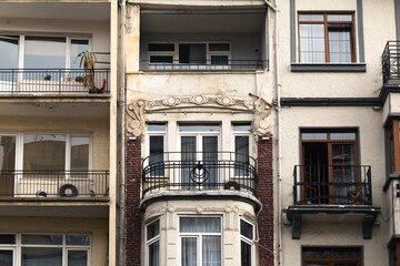 View of the facade of a house in traditional style in Istanbul.