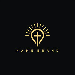 Church Cross, Sun and Pin Logo vector