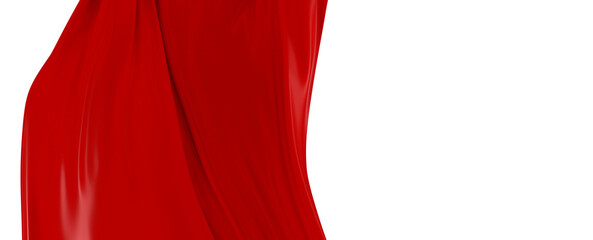 3d render, abstract background with red silk scarf