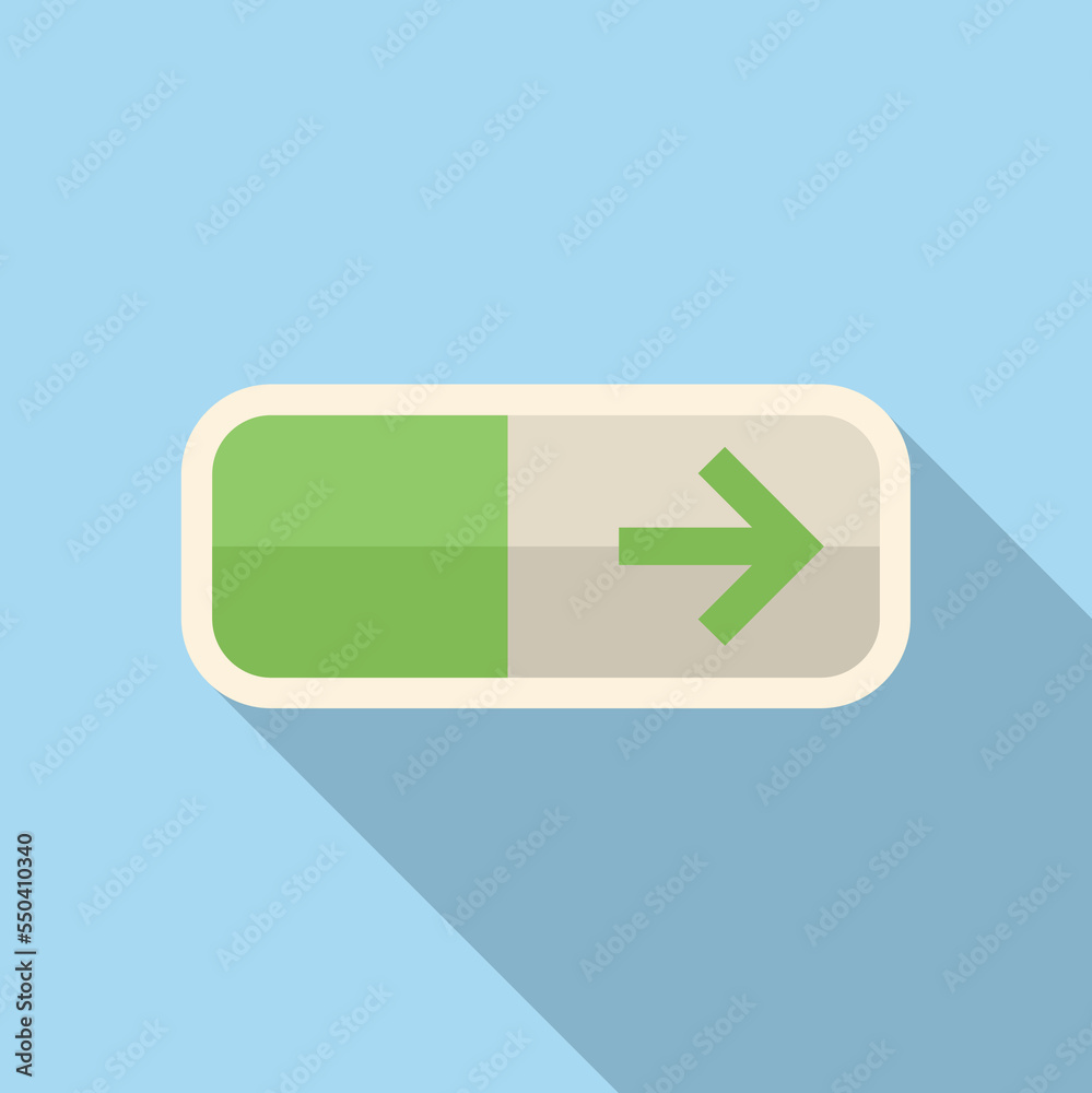 Poster charge battery icon flat vector. button interface. push design