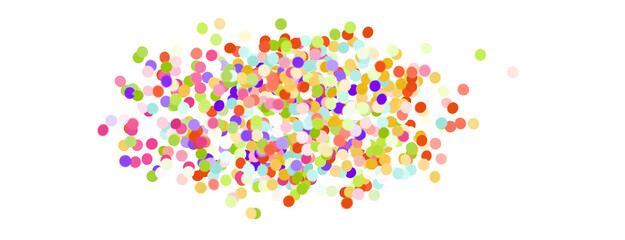 Multicolor confetti abstract background with a lot of falling pieces, isolated on a white background. Festive decorative tinsel element for design