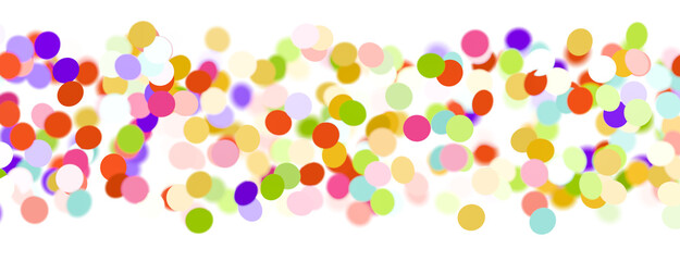 Multicolor confetti abstract background with a lot of falling pieces, isolated on a white background. Festive decorative tinsel element for design