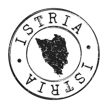 Istria County, Croatia Silhouette Postal Passport. Stamp Round Vector Icon Map. Design Travel Postmark. 