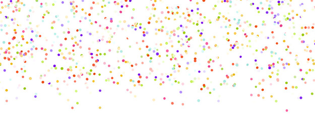 Multicolor confetti abstract background with a lot of falling pieces, isolated on a white background. Festive decorative tinsel element for design