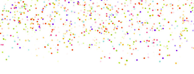 Multicolor confetti abstract background with a lot of falling pieces, isolated on a white background. Festive decorative tinsel element for design