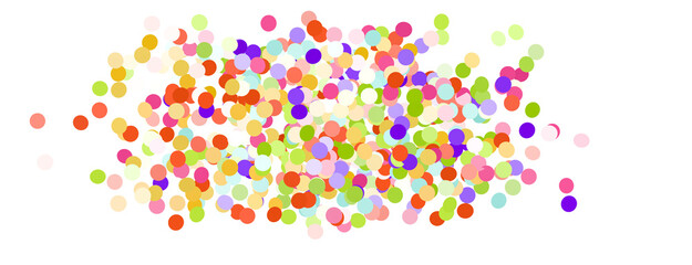  Colorful assorted confetti with serpentine on white