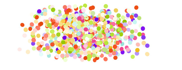  Colorful assorted confetti with serpentine on white