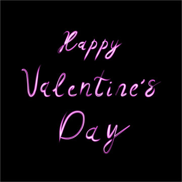 Vector isolated lettering happy valentines day with neon effect.