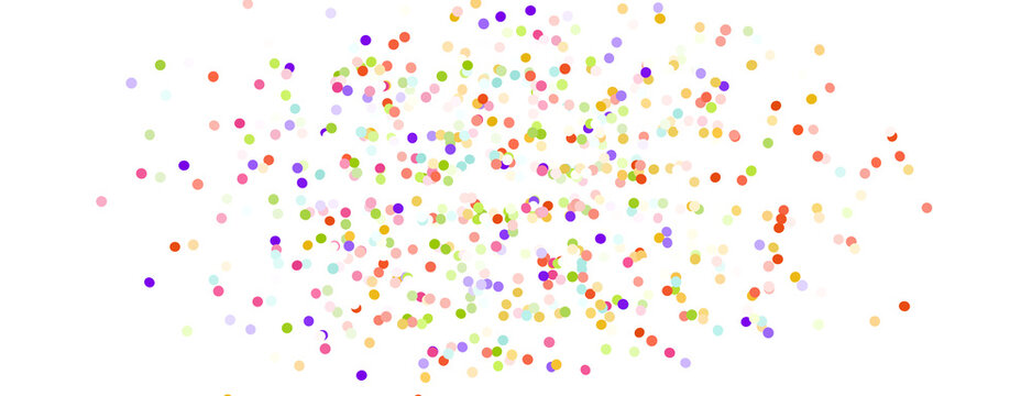  Colorful assorted confetti with serpentine on white