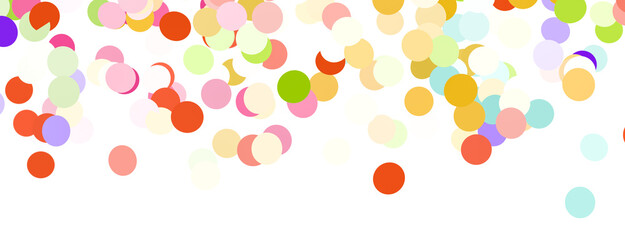  Colorful assorted confetti with serpentine on white