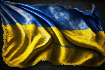 Ukrainian flag, representing conflict and urban warfare
