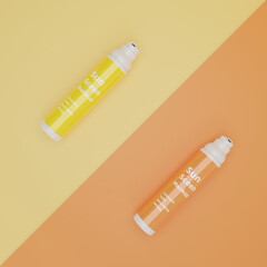 3D rendering yellow and orange sun screen mockup on yellow background