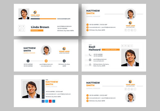 Email Signature Layout with Orange Accents