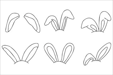 The picture shows rabbit ears in different positions drawn with a black outline, it is intended for cards, printing, New Year, Christmas and you can use it in rare cases.