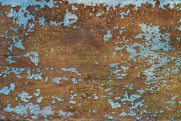 Brown natural wood dark background, vintage, with knots and nail holes, wood planks, old, Rustic Brown Weathered Wood Grain blue orange pained distressed wallpaper pattern Shabby.