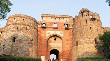 RED FORT DELHI INDIA HIGH Red Fort in Delhi India Red Fort Delhi at sunset with moody sky  A UNESCO World heritage site India travel tourism background Red Fort (Lal Qila) Delhi