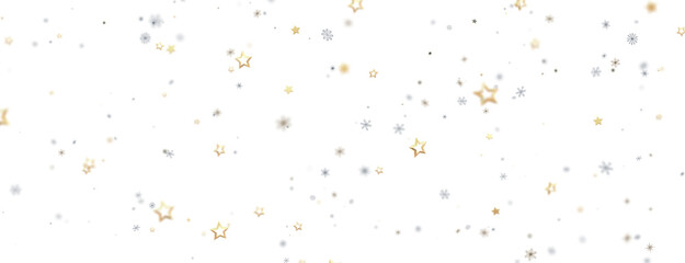 new year pattern. Christmas theme, golden openwork shiny snowflakes, star, 3D rendering.