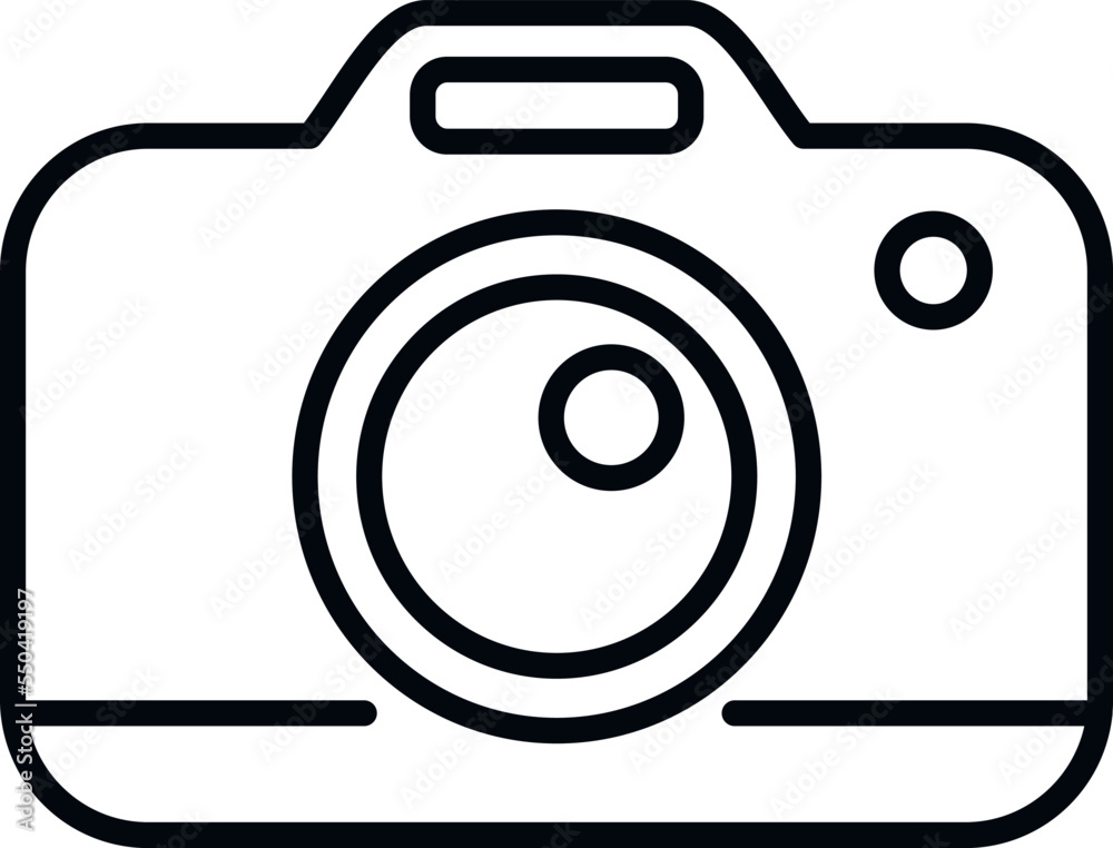 Poster camera icon outline vector. computer interface. smile system
