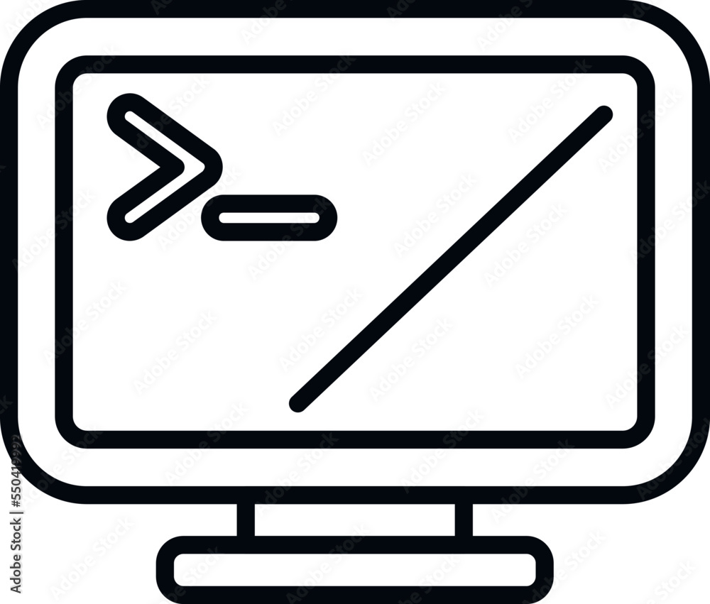 Poster system monitor icon outline vector. computer interface. old button