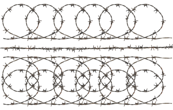 rusty barbed wire isolated from a lantern