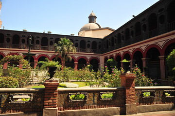 Lima Peru, CIRCA 2014: View of the pool of the Santo Domingo convent . The convent was It was created in the 1530s under the patronage of Our Lady of the Rosary 