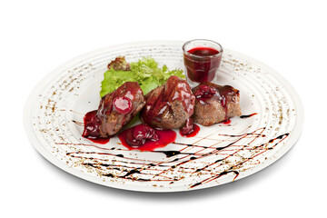 Grilled steaks and vegetable salad