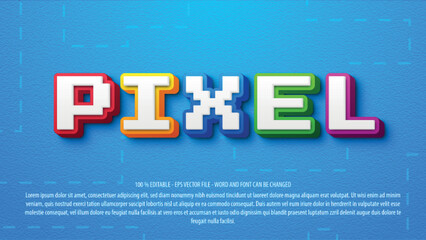Colorful game pixel 3d style editable text effect