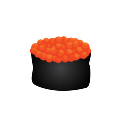 Salmon Eggs, Salmon Sushi, Salmon Roe, Seaweed, Sushi Icon, Suschi Vector, Japanese Food, Sushi Salmon Roe Nigiri Vector Icon Illustration