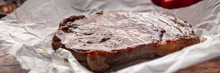 beef steak grilled meat barbecue grill fresh snack meal food snack on the table copy space food background rustic top view