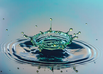 Water drop falling and colliding with another one