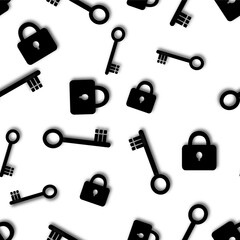 illustrazione seamless con ripetizione di chiavi e lucchetti su sfondo trasparente